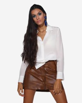 Silk long shirt white